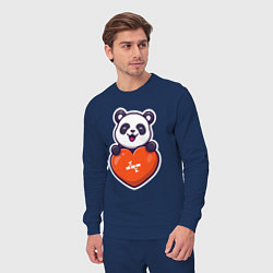 Костюм хлопковый мужской Сердечная панда, цвет: тёмно-синий — фото 2