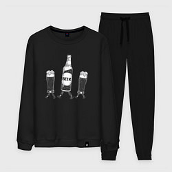 Костюм хлопковый мужской Walking beer, цвет: черный