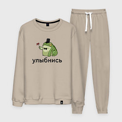 Костюм хлопковый мужской Лягушка - улыбнись, цвет: миндальный