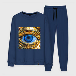 Костюм хлопковый мужской Глаз металлический голубой в стиле стимпанк, цвет: тёмно-синий