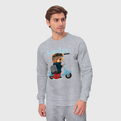 Костюм хлопковый мужской Плюшевый медвежонок и скутер, цвет: меланж — фото 2