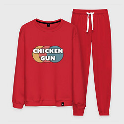 Костюм хлопковый мужской Chicken gun круги, цвет: красный