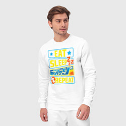 Костюм хлопковый мужской Eat sleep fly, цвет: белый — фото 2