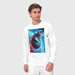 Костюм хлопковый мужской Space cat - ai art, цвет: белый — фото 2