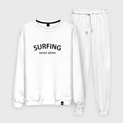 Костюм хлопковый мужской Surfing never alone, цвет: белый