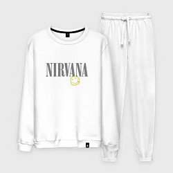 Костюм хлопковый мужской Nirvana logo smile, цвет: белый