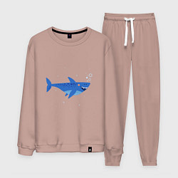 Костюм хлопковый мужской Синяя акула, цвет: пыльно-розовый