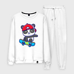 Костюм хлопковый мужской Panda skater, цвет: белый