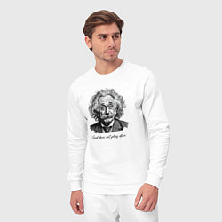 Костюм хлопковый мужской Прикол Эйнштейн бог не играет в кости, цвет: белый — фото 2