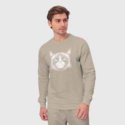 Костюм хлопковый мужской Мем Grumpy cat, цвет: миндальный — фото 2