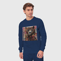 Костюм хлопковый мужской Яркий медведь, цвет: тёмно-синий — фото 2
