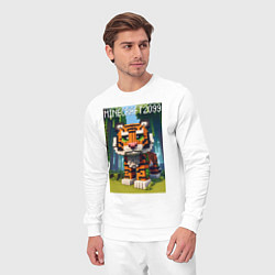 Костюм хлопковый мужской Funny tiger cub - Minecraft, цвет: белый — фото 2