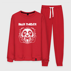 Костюм хлопковый мужской Iron Maiden rock panda, цвет: красный