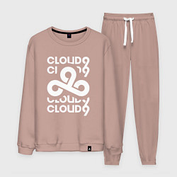 Костюм хлопковый мужской Cloud9 - in logo, цвет: пыльно-розовый
