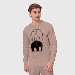 Костюм хлопковый мужской Cute elephants, цвет: пыльно-розовый — фото 2