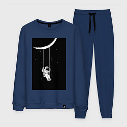 Костюм хлопковый мужской Космонавт на качелях планета, цвет: тёмно-синий