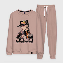 Костюм хлопковый мужской Jotaro Kujo - Jojo ai art, цвет: пыльно-розовый