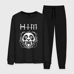 Костюм хлопковый мужской HIM rock panda, цвет: черный