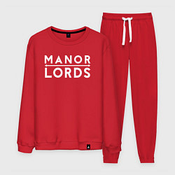 Костюм хлопковый мужской Manor lords logo, цвет: красный