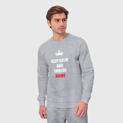 Костюм хлопковый мужской Keep calm and смотри аниме, цвет: меланж — фото 2