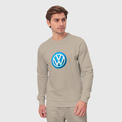 Костюм хлопковый мужской Volkswagen logo blue, цвет: миндальный — фото 2