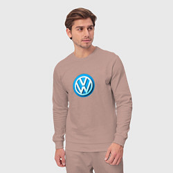 Костюм хлопковый мужской Volkswagen logo blue, цвет: пыльно-розовый — фото 2