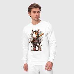 Костюм хлопковый мужской Bully with a baseball bat - ai art fantasy, цвет: белый — фото 2