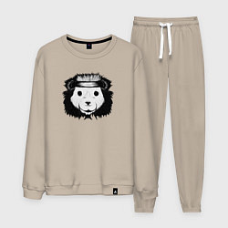 Костюм хлопковый мужской Дикий медвежий характер, цвет: миндальный