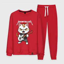 Костюм хлопковый мужской Meowtallica rock, цвет: красный