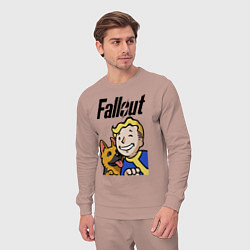 Костюм хлопковый мужской Vault boy and shepherd, цвет: пыльно-розовый — фото 2