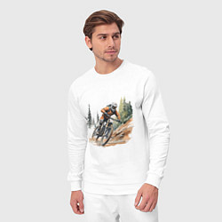 Костюм хлопковый мужской Велоспорт горный спуск, цвет: белый — фото 2