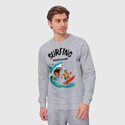 Костюм хлопковый мужской Shark and surfer - never alone, цвет: меланж — фото 2