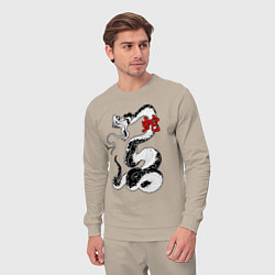 Костюм хлопковый мужской Змей - китайский гороскоп, цвет: миндальный — фото 2