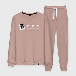 Костюм хлопковый мужской Zenless zone zero логотип, цвет: пыльно-розовый