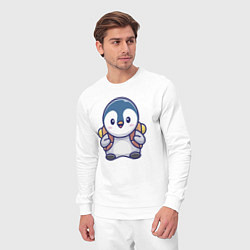 Костюм хлопковый мужской Пингвин турист, цвет: белый — фото 2