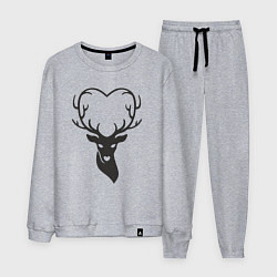 Костюм хлопковый мужской Love deer, цвет: меланж