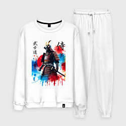 Костюм хлопковый мужской Японский самурай - акварель, цвет: белый