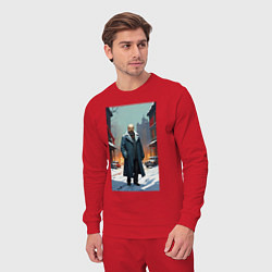 Костюм хлопковый мужской Ленин зимой без охраны - нейросеть, цвет: красный — фото 2