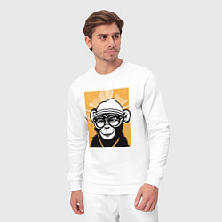 Костюм хлопковый мужской Обезьяна и очки, цвет: белый — фото 2