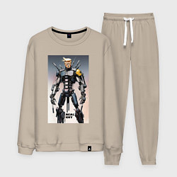 Костюм хлопковый мужской Cyber Trump is real guy - ai art, цвет: миндальный