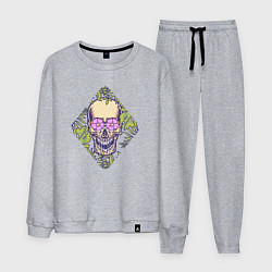 Костюм хлопковый мужской Flowers mad skull, цвет: меланж