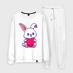 Костюм хлопковый мужской Heart rabbit, цвет: белый