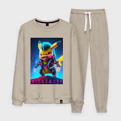 Костюм хлопковый мужской Cyberpunk - terrible Pikachu with claws, цвет: миндальный
