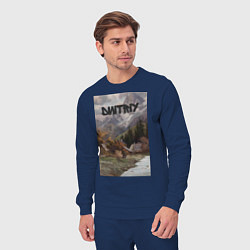 Костюм хлопковый мужской Dmitriy деревушка, цвет: тёмно-синий — фото 2