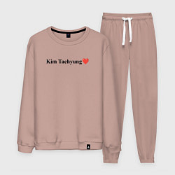 Костюм хлопковый мужской BTS Kim Tae-hyung, цвет: пыльно-розовый