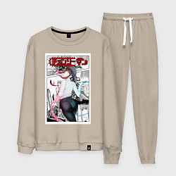 Костюм хлопковый мужской Человек-бензопила Makima Макима, цвет: миндальный