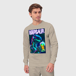 Костюм хлопковый мужской Neon cyber beersaur - neon glow fantasy, цвет: миндальный — фото 2