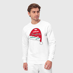 Костюм хлопковый мужской Шапка Санта Клауса - мы празднуем Рождество когда, цвет: белый — фото 2
