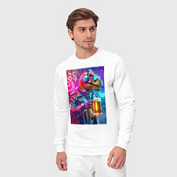 Костюм хлопковый мужской Dude beersaur - neon glow, цвет: белый — фото 2