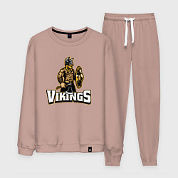 Костюм хлопковый мужской Vikings team, цвет: пыльно-розовый